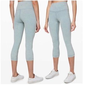 Lululemon Wunder Under High Rise Crop Washed Chambray Snow Washed 21" Size 2